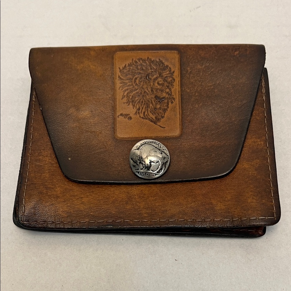 BUFFALO LEATHER VINTAGE SMALL BELT LOOP BROWN WALLET BAG